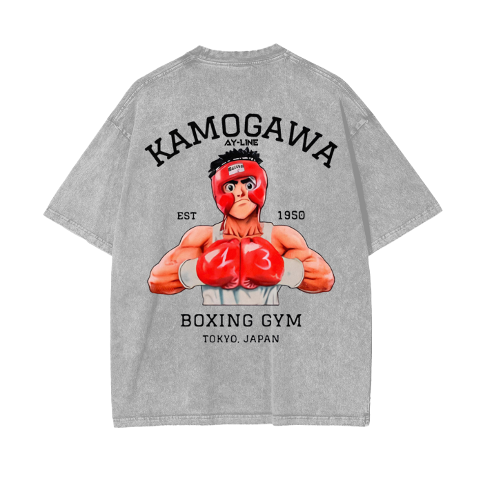 Hajime No Ippo - Komogawa Boxing Gym Shirt Grey/Sand Stone Washed MOQ1 ...