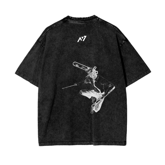 Chainsaw Man - Denji Streetwear Shirt Black Washed,MOQ1,Delivery days 5
